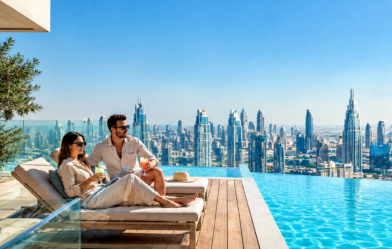 Danube residential development with landscaped outdoor spaces