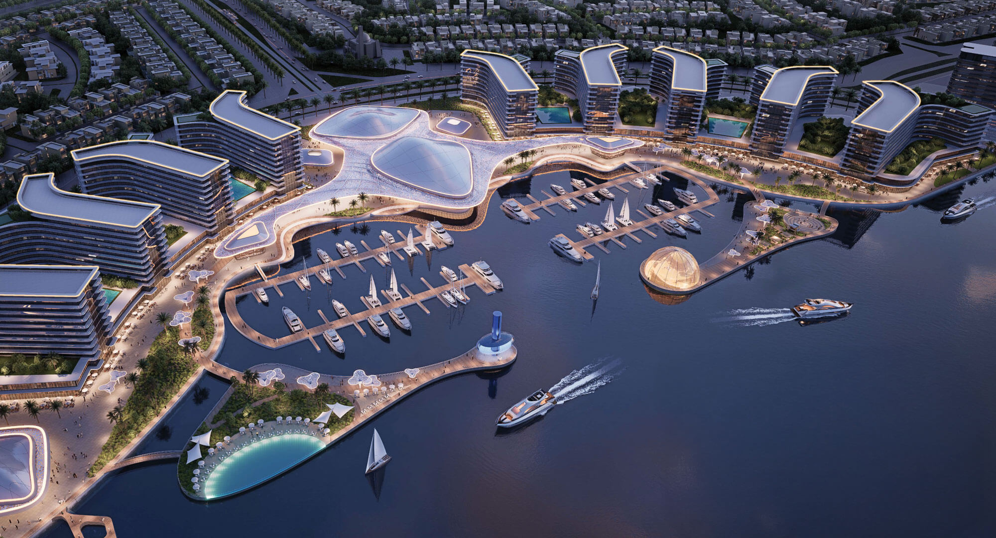 Sobha SeaHaven skyline waterfront towers in Dubai